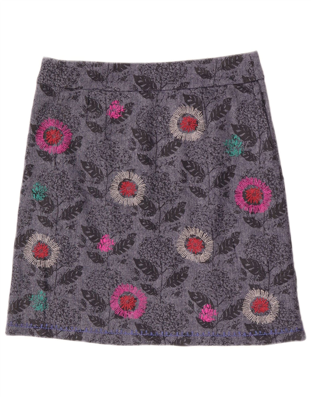 White Stuff Womens Straight Skirt UK 12 Medium W31 Grey Floral Polyester