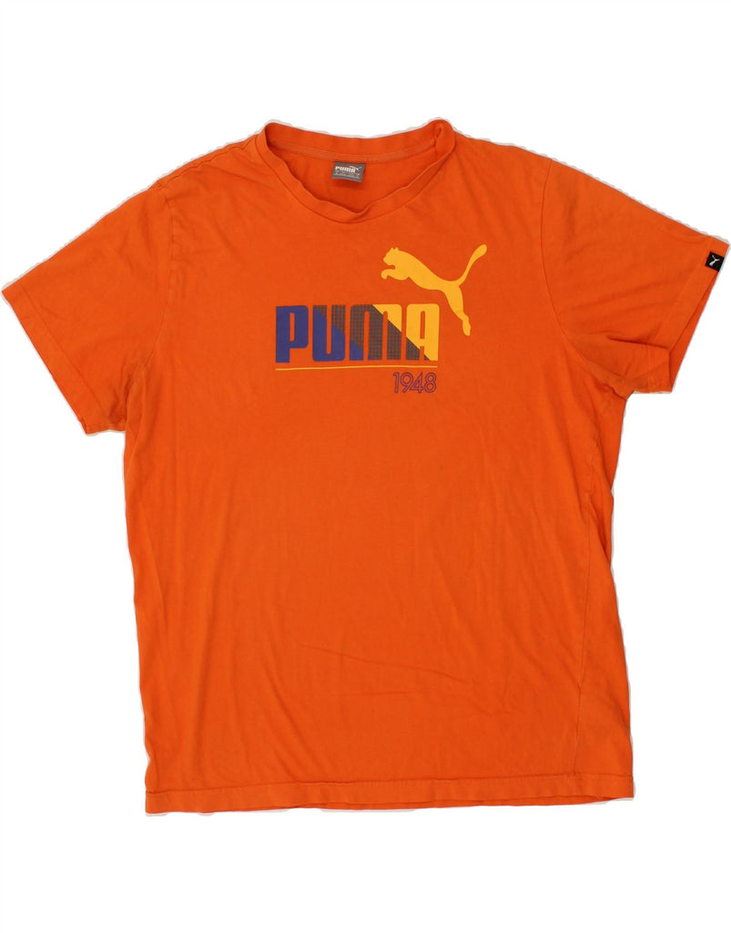 PUMA Mens Graphic T-Shirt Top XL Orange Cotton | Vintage Puma | Thrift | Second-Hand Puma | Used Clothing | Messina Hembry 