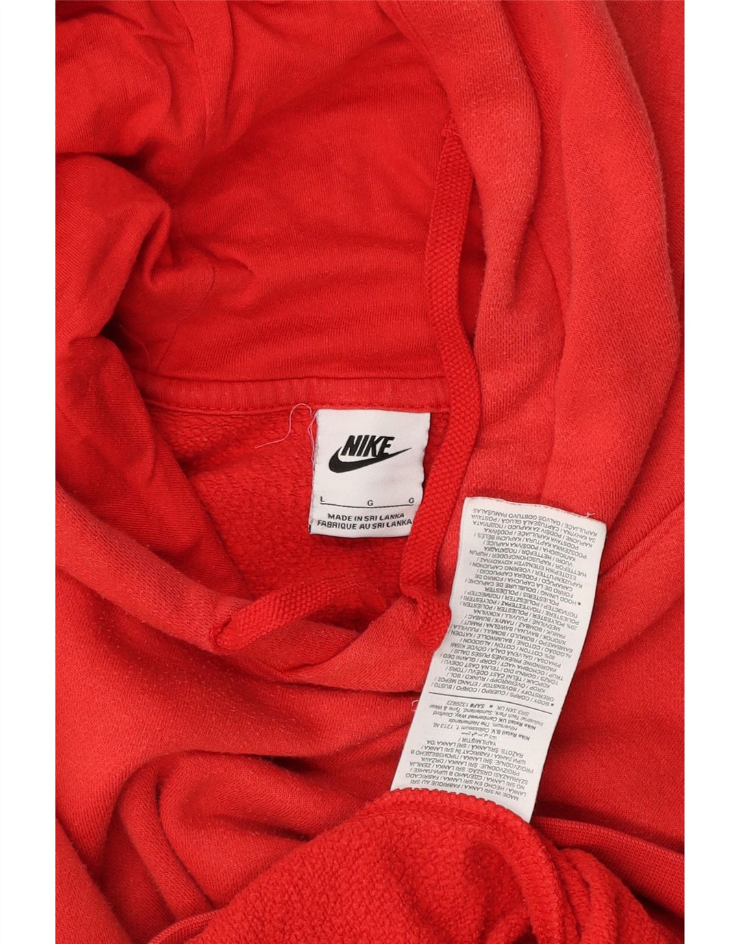 Nike Mens Hoodie Jumper Large Red Cotton
