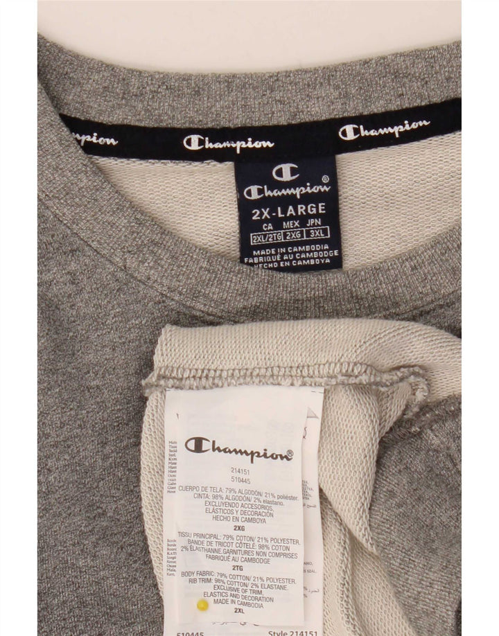 Champion Mens Sweatshirt Jumper 2XL Grey Flecked Cotton