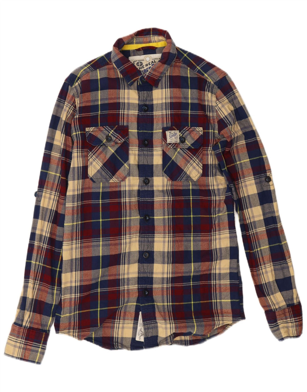 Superdry Mens Flannel Shirt Small Multicoloured Check Cotton