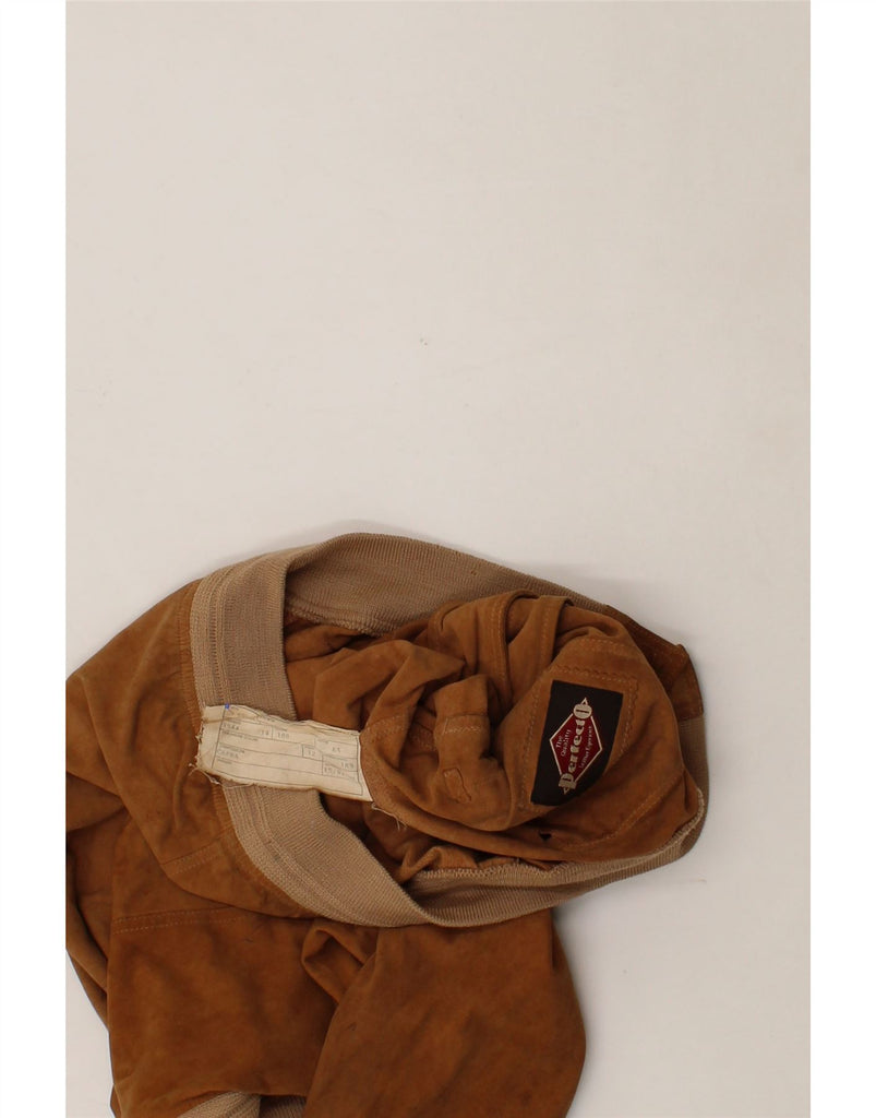 VINTAGE Womens Suede Bomber Jacket UK 12 Medium Brown Leather Vintage Vintage and Second-Hand Vintage from Messina Hembry 