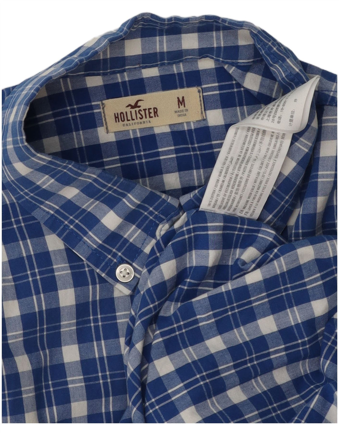 Hollister Mens Checked  Shirt Medium Blue Check Cotton