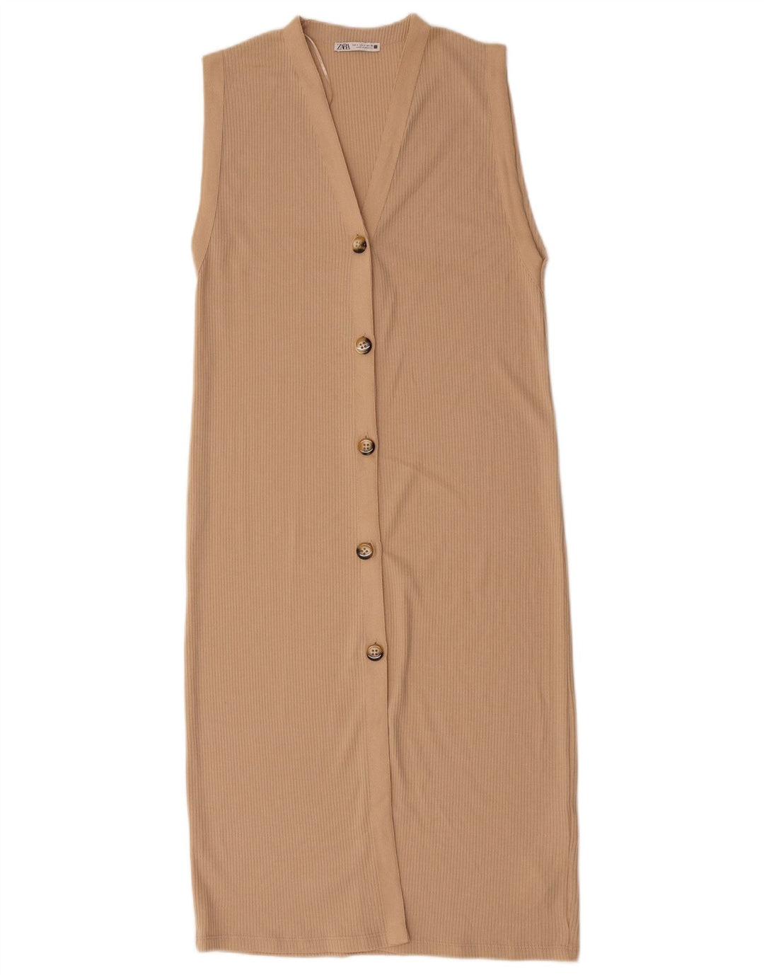 Zara Womens Sleeveless Jumper Dress UK 10 Small Beige Polyester