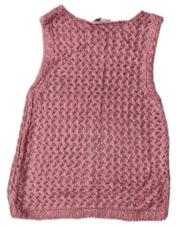 Zara Womens Sleeveless Crochet Blouse Top UK 8 Small Pink