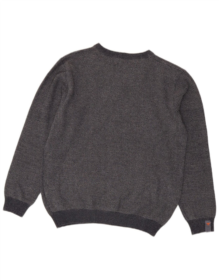 Avirex Mens V-Neck Jumper Sweater Large Grey Viscose
