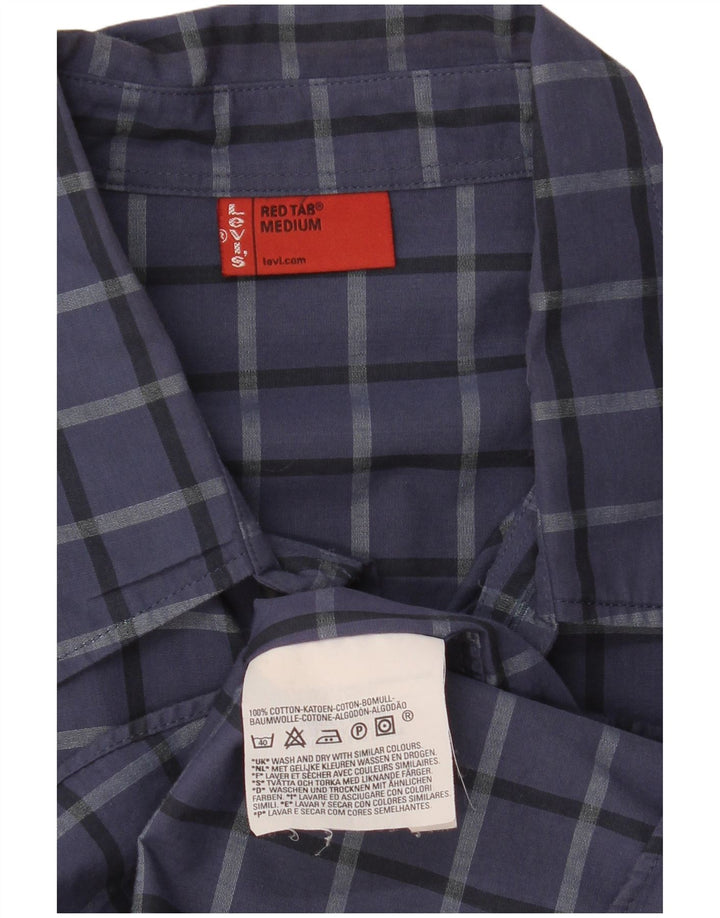 Levi's Mens Shirt Medium Navy Blue Check Cotton