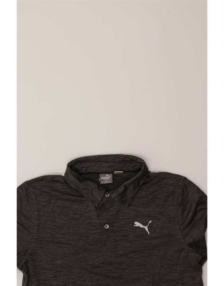 PUMA Boys Polo Shirt 14-15 Years Large Grey Flecked Polyester Vintage Puma and Second-Hand Puma from Messina Hembry 