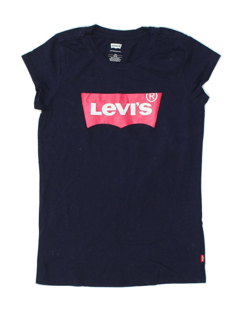 LEVI'S Girls Graphic T-Shirt Top 13-14 Years Navy Blue Cotton | Vintage Levi's | Thrift | Second-Hand Levi's | Used Clothing | Messina Hembry 