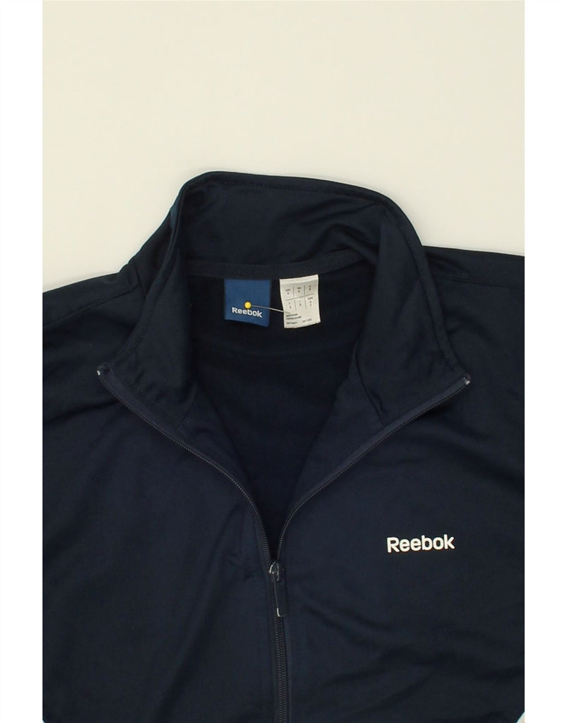 REEBOK Mens Tracksuit Top Jacket Small Navy Blue Polyester | Vintage Reebok | Thrift | Second-Hand Reebok | Used Clothing | Messina Hembry 