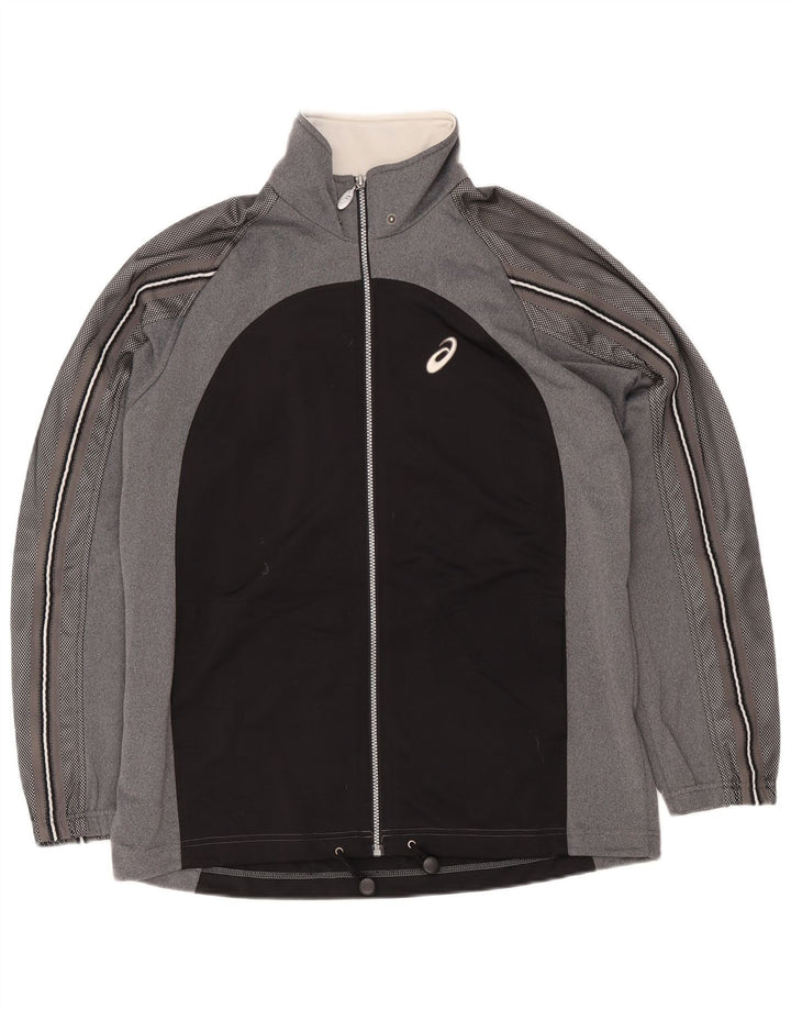 Asics Mens Graphic Tracksuit Top Jacket Large Grey Colourblock Polyester