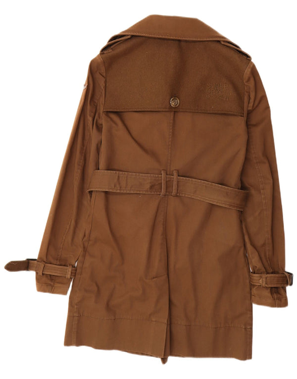 SUPERDRY Womens Trench Coat UK 6 XS Brown Cotton