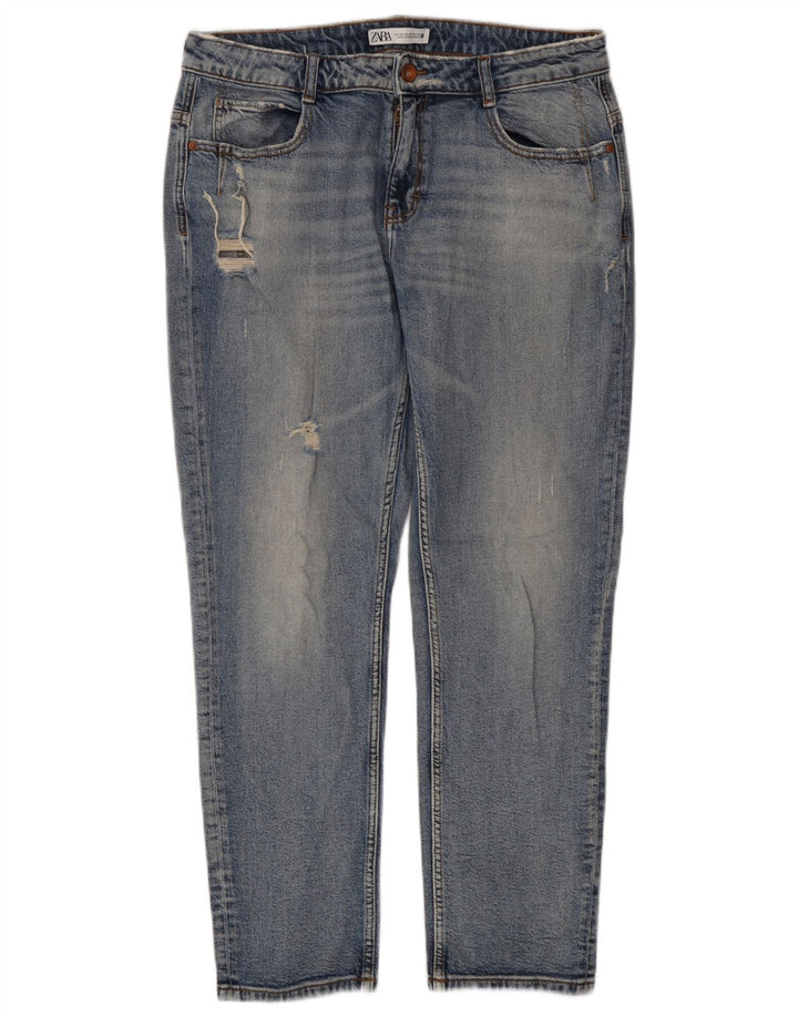 Zara Womens Distressed Slim Jeans EU 40 Medium W30 L28 Blue Cotton