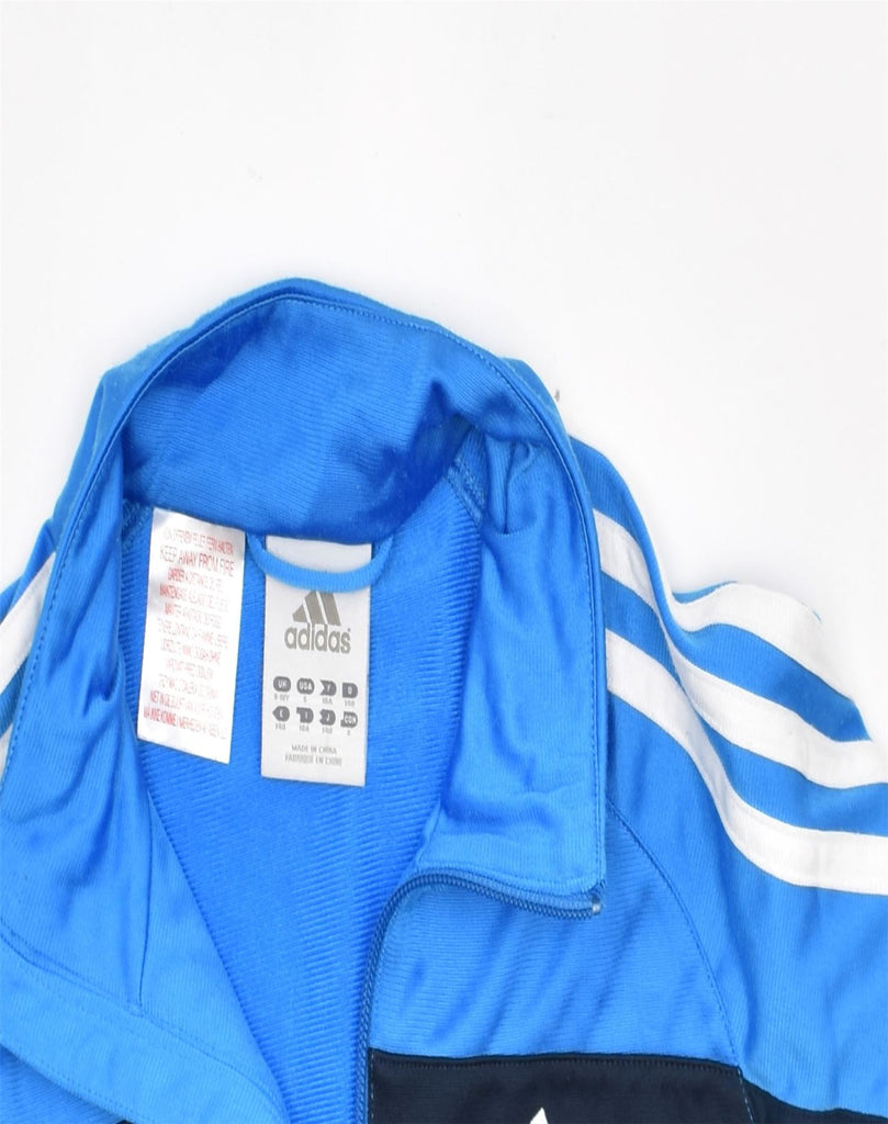 ADIDAS Girls Tracksuit Top Jacket 9-10 Years Blue Colourblock Polyester | Vintage | Thrift | Second-Hand | Used Clothing | Messina Hembry 