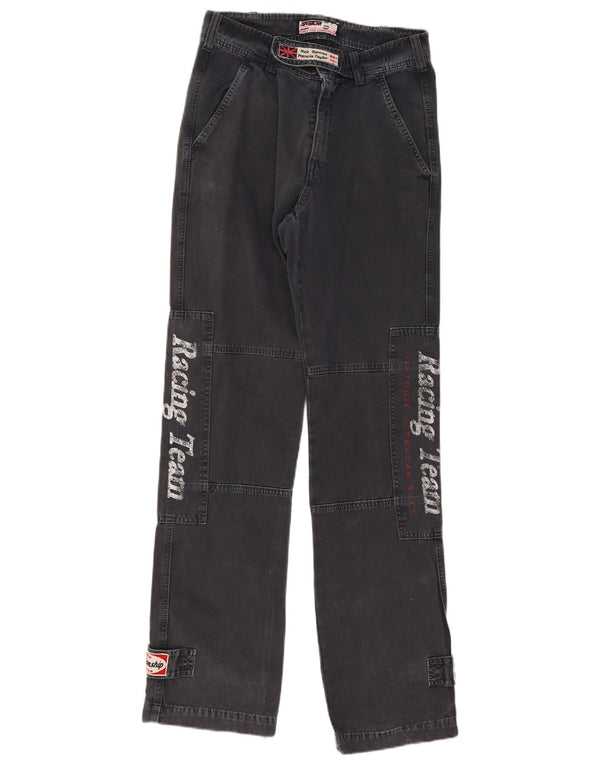 Vintage Mens Graphic Moto Racer Casual Trousers IT 46 Small W30 L34 Grey
