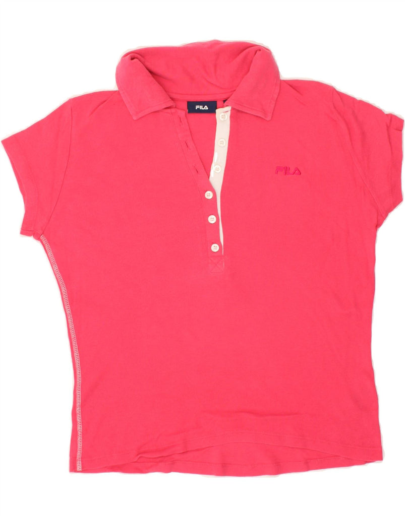 FILA Womens Polo Shirt UK 12 Medium  Pink Cotton | Vintage Fila | Thrift | Second-Hand Fila | Used Clothing | Messina Hembry 