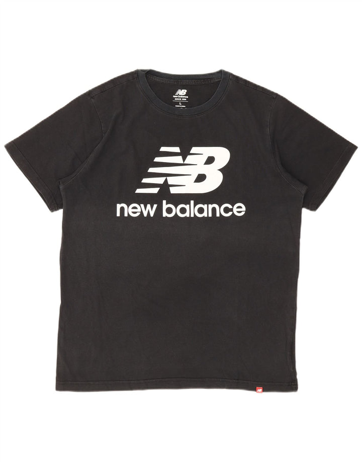NEW BALANCE Mens Graphic T-Shirt Top Large Black