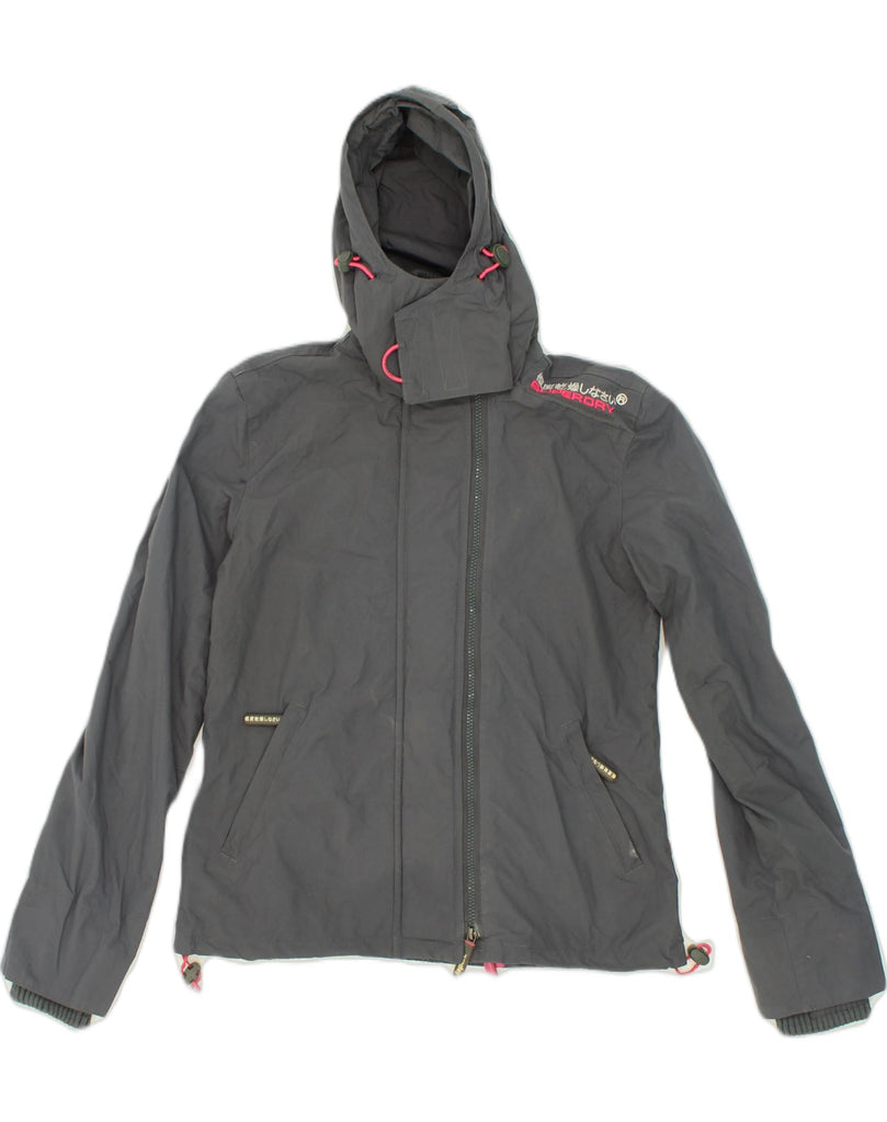 SUPERDRY Womens The Windcheater Hooded Rain Jacket UK 14 Medium Grey | Vintage Superdry | Thrift | Second-Hand Superdry | Used Clothing | Messina Hembry 