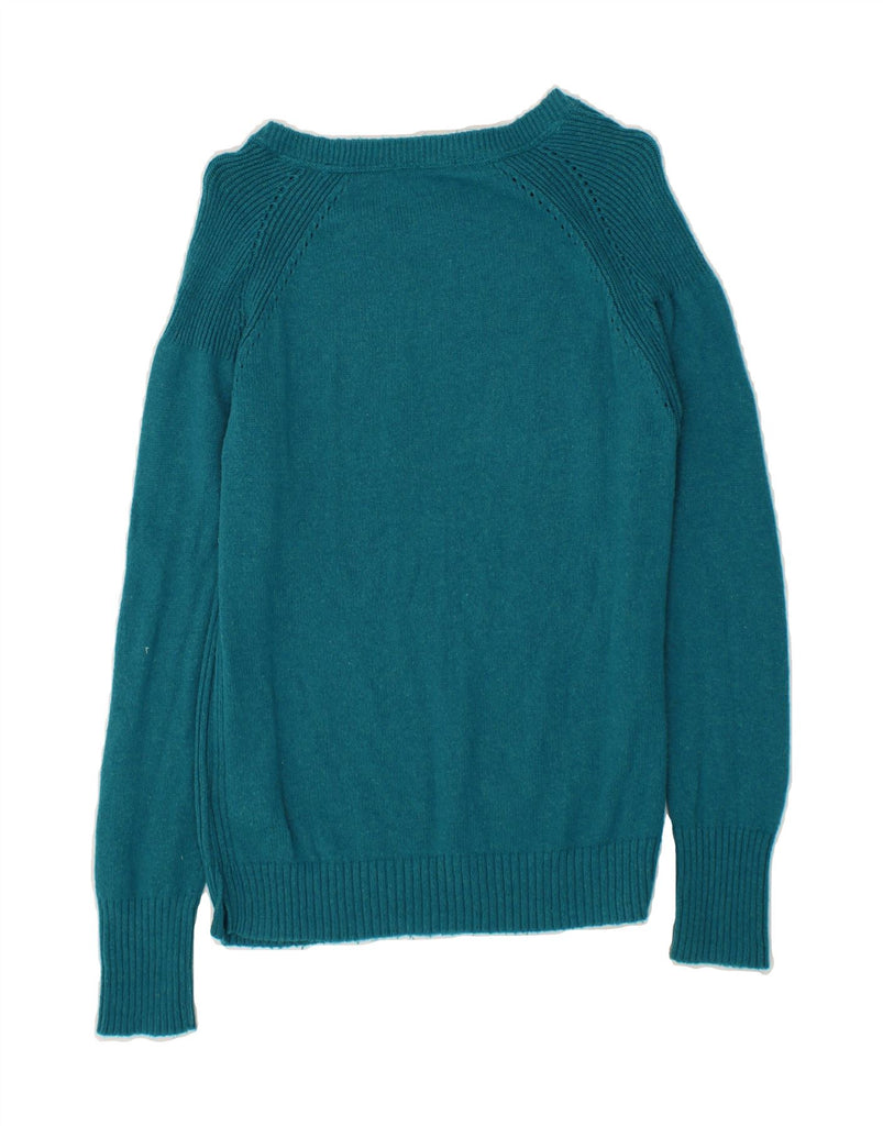 WHITE STUFF Womens Boat Neck Jumper Sweater UK 10 Small Blue Nylon Vintage White Stuff and Second-Hand White Stuff from Messina Hembry 