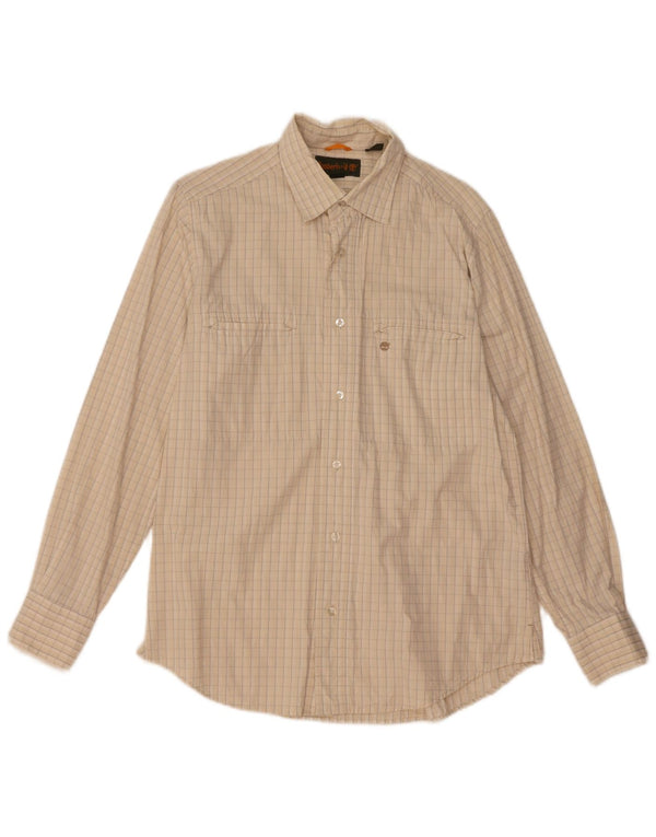 Timberland Mens Shirt Small Beige Check Cotton