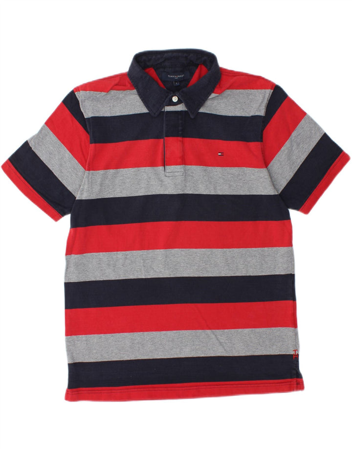 TOMMY HILFIGER Boys Polo Shirt 15-16 Years Large Multicoloured Striped