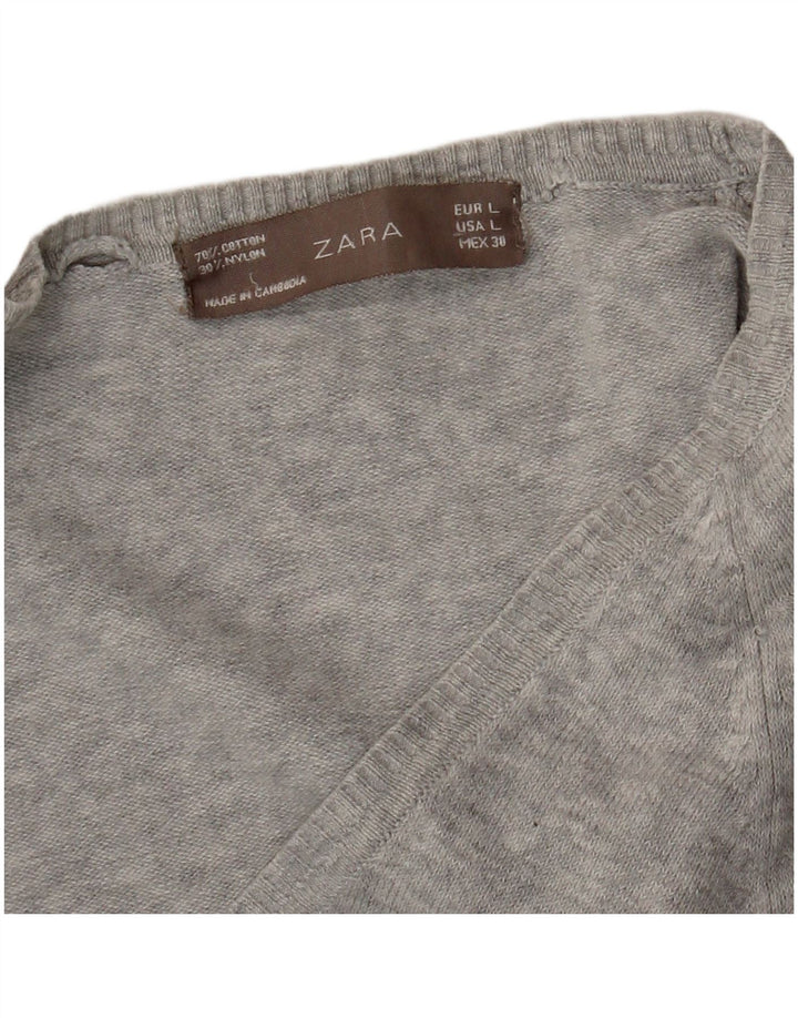 Zara Womens Cardigan Sweater UK 14 Large Grey Flecked
