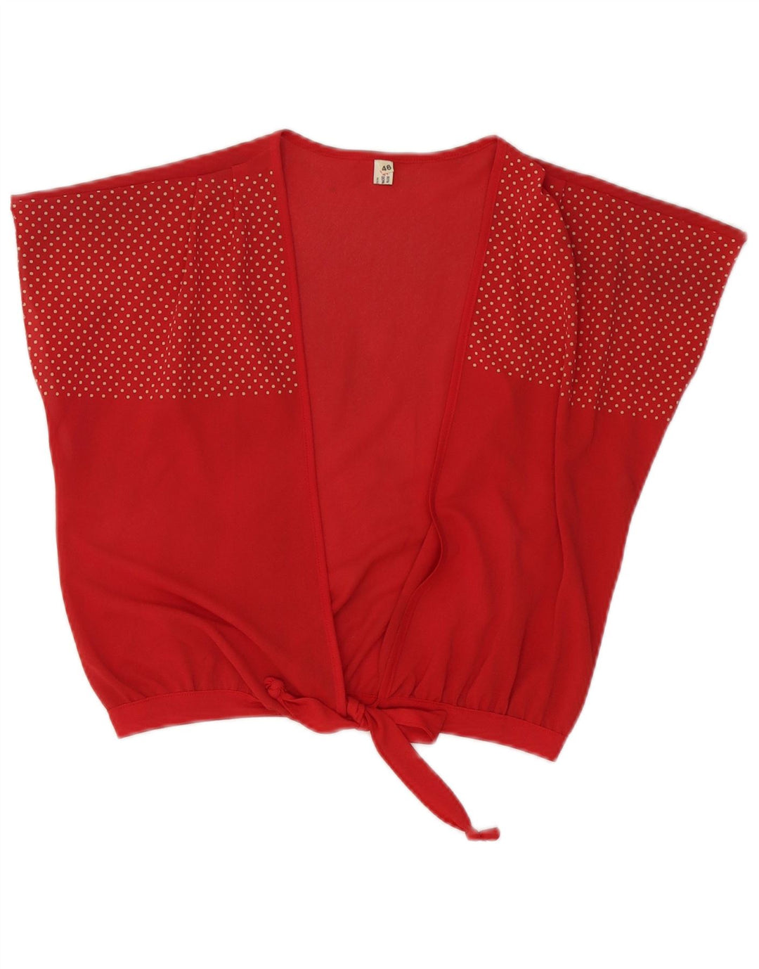 Vintage Womens Front Tie Cardigan Top IT 46 Large Red Spotted Triacetate