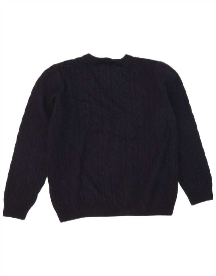 Timberland Mens Crew Neck Jumper Sweater Medium Navy Blue Wool