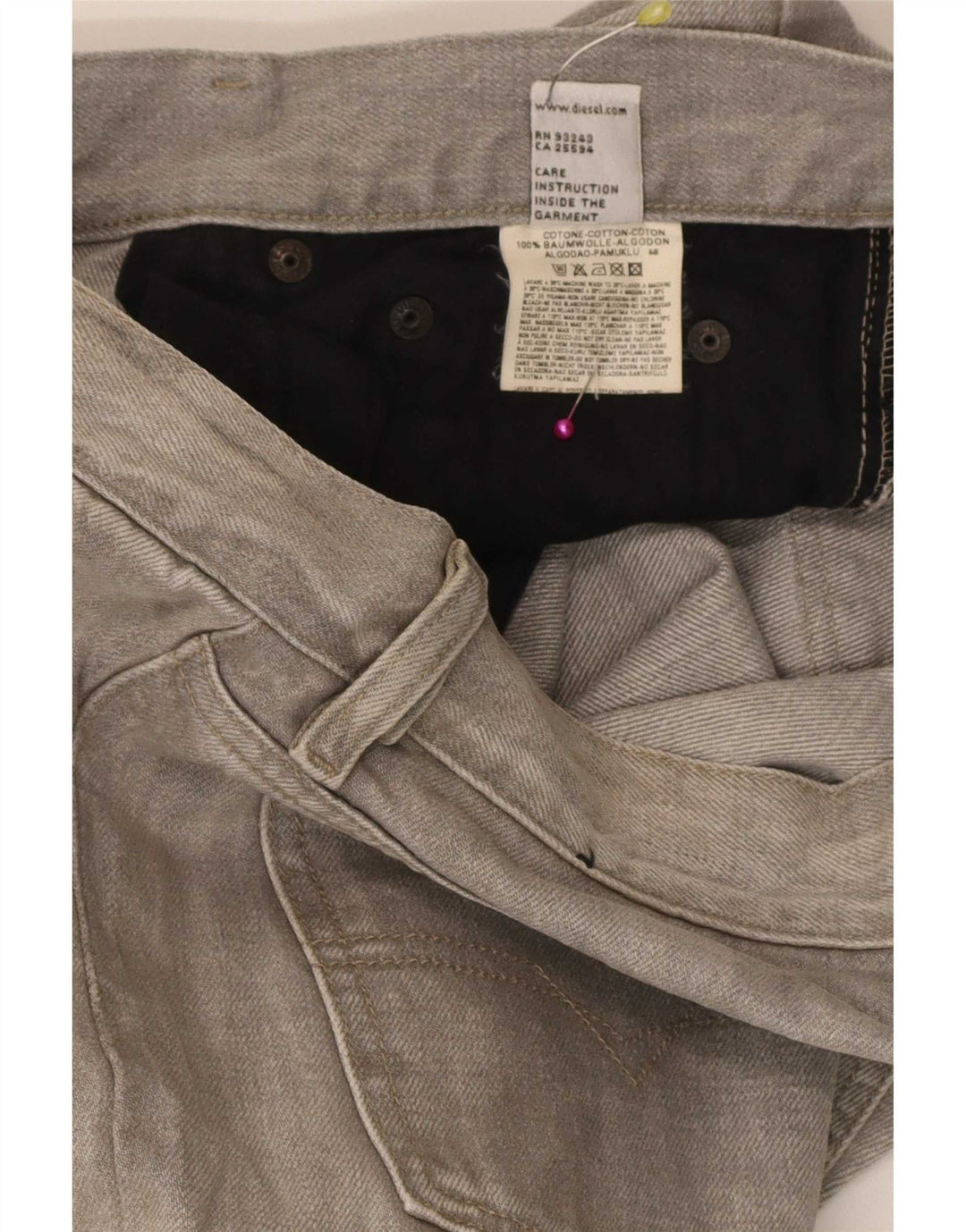 Diesel Mens Bootcut Jeans W36 L30 Grey Cotton