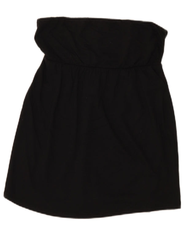 Benetton Womens Crop Strapless Top UK 8 Small Black