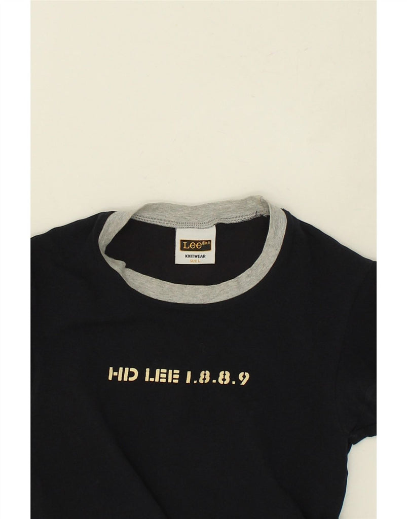 LEE Girls Crop Graphic T-Shirt Top 10-11 Years Large Navy Blue Cotton Vintage Lee and Second-Hand Lee from Messina Hembry 