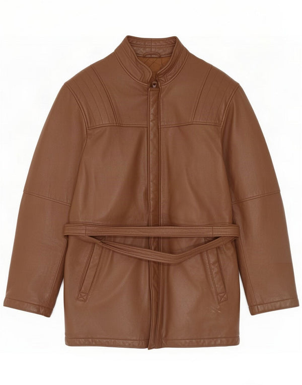 Vintage Mens Leather Jacket IT 46 Small Brown