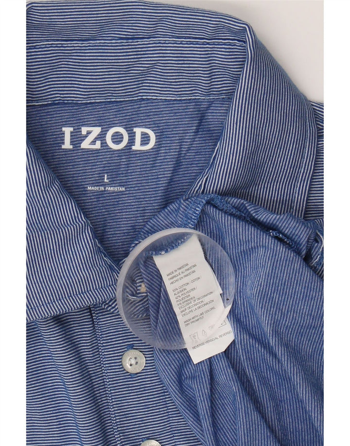 IZOD Mens Polo Shirt Large Blue Pinstripe Cotton Vintage Izod and Second-Hand Izod from Messina Hembry 
