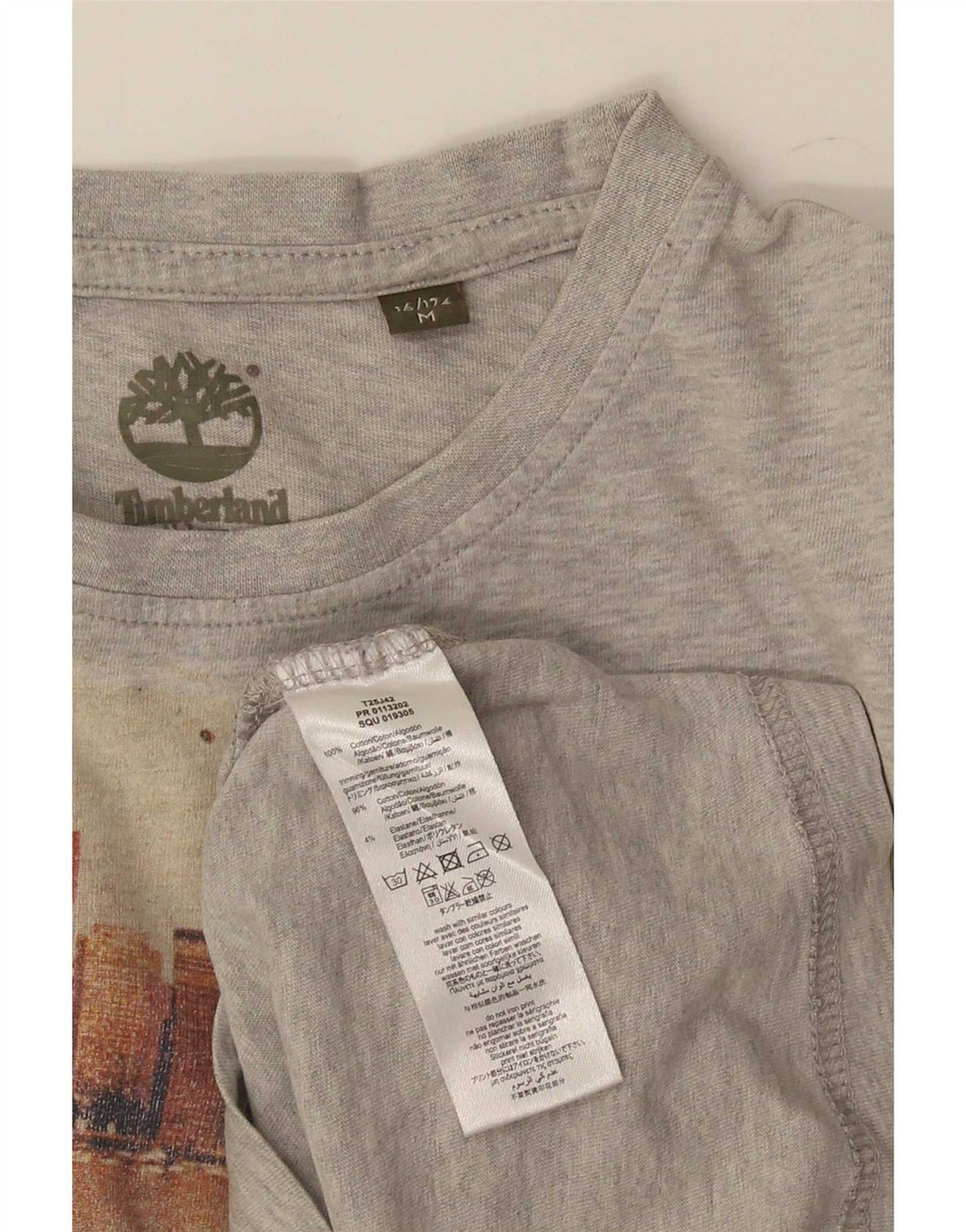 Timberland Boys Graphic Top Long Sleeve 15-16 Years Medium Grey Cotton
