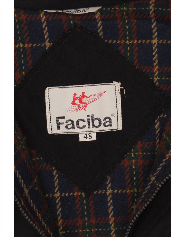 Faciba Mens Windbreaker Jacket IT 48 Medium Navy Blue Wool
