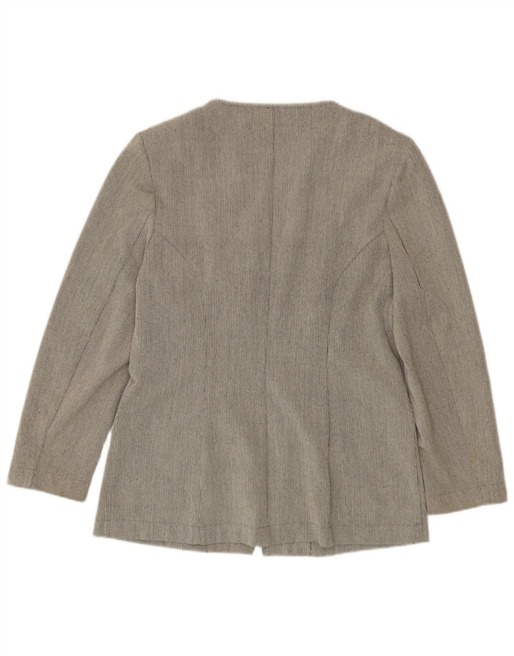 Zabaione Womens Full Zip Blazer Jacket IT 42 Medium Grey Pinstripe