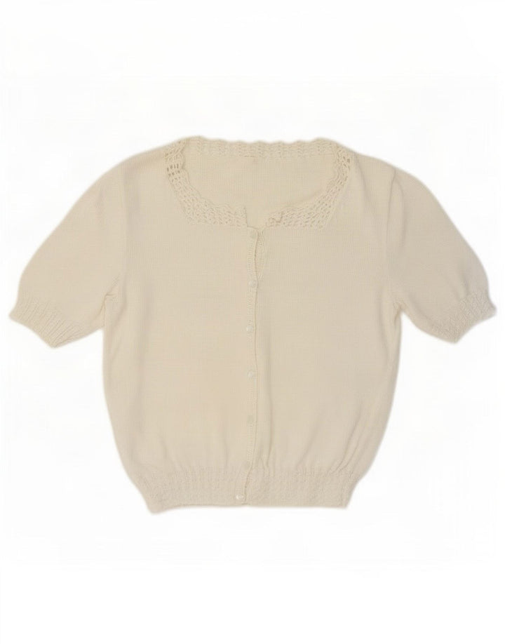 Vintage Womens Short Sleeve Blouse Top UK 14 Medium White