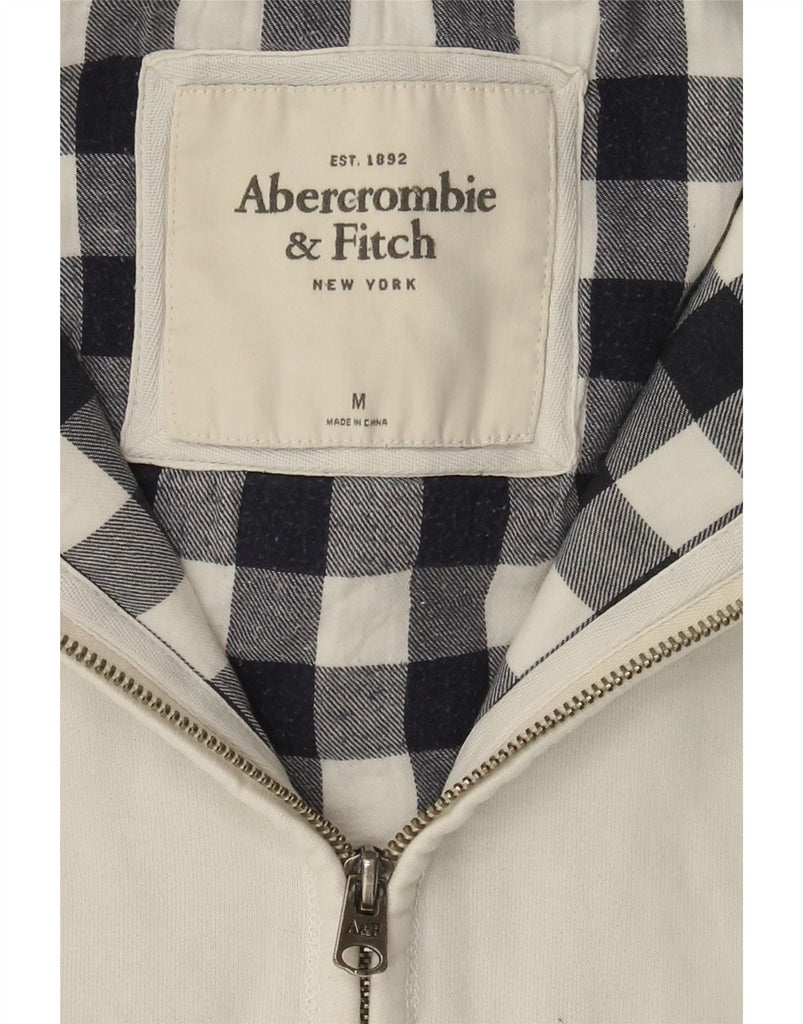 ABERCROMBIE & FITCH Womens Zip Hoodie Sweater UK 12 Medium White Cotton Vintage Abercrombie & Fitch and Second-Hand Abercrombie & Fitch from Messina Hembry 