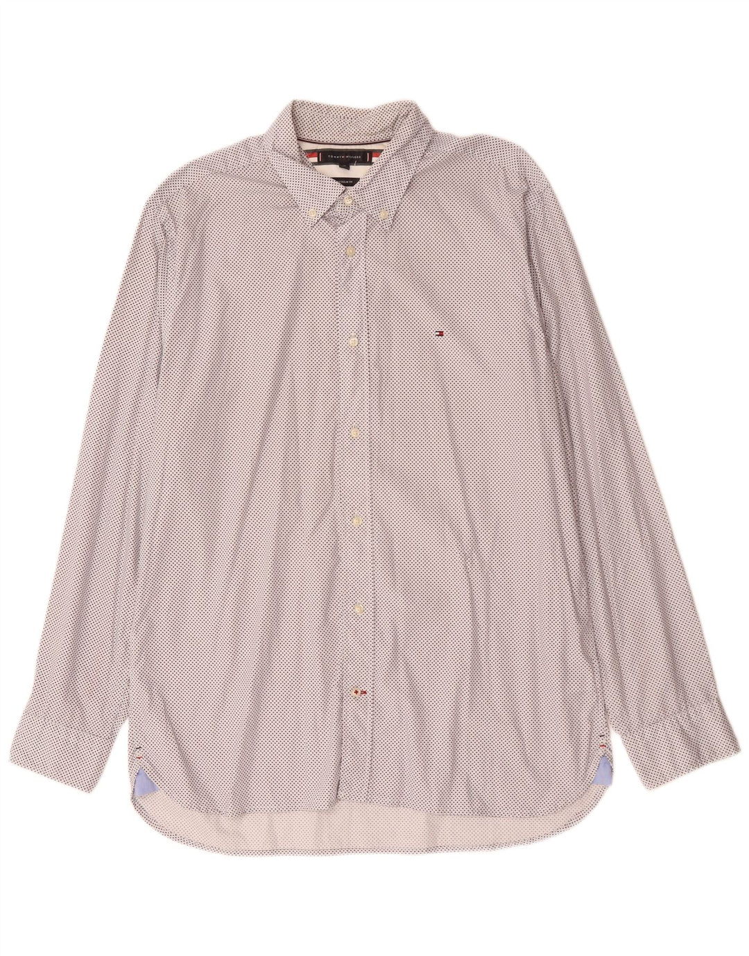 TOMMY HILFIGER Mens Regular Fit Shirt XL White Spotted Cotton