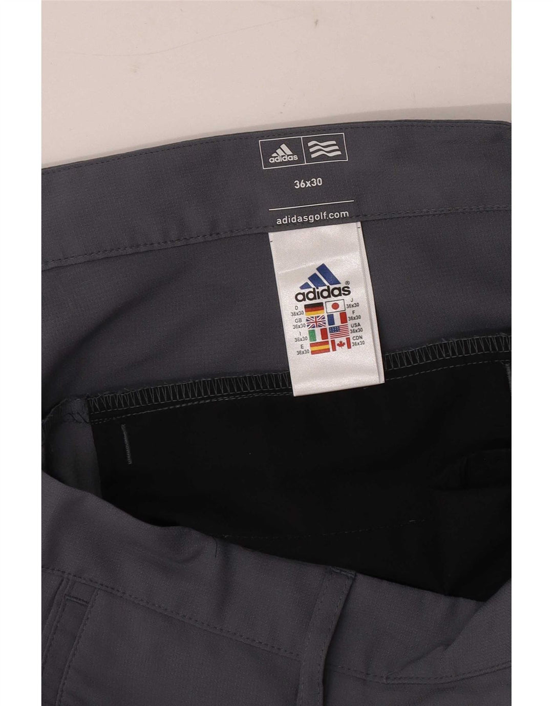 Adidas Mens Golf Straight Chino Trousers  W36 L30 Grey Polyester