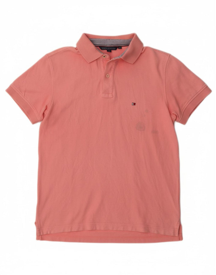 TOMMY HILFIGER Mens Regular Fit Polo Shirt Small Pink Cotton