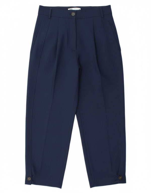 Zara Womens Pegged Chino Trousers Medium W28 L26 Navy Blue Polyester
