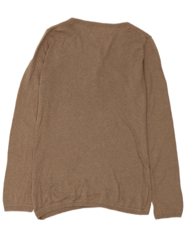 Tommy Hilfiger Womens Boat Neck Jumper Sweater UK 14 Large Brown Cotton