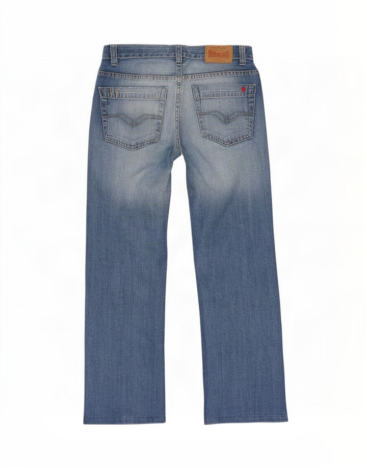 Replay Mens Straight Jeans W30 L27 Blue Cotton