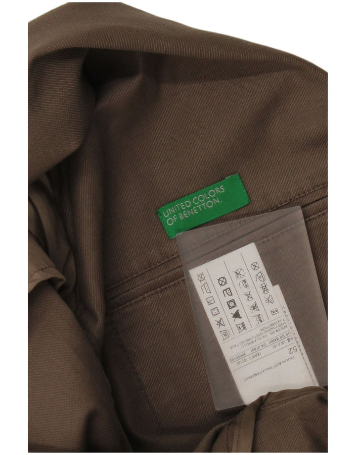 Benetton Mens 2 Button Blazer Jacket IT 52 XL Beige Cotton