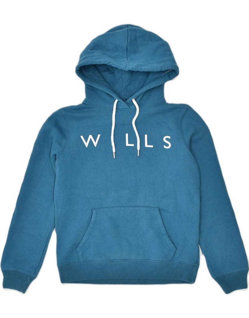 JACK WILLS Womens Graphic Hoodie Jumper UK 8 Small Blue Cotton | Vintage | Thrift | Second-Hand | Used Clothing | Messina Hembry 