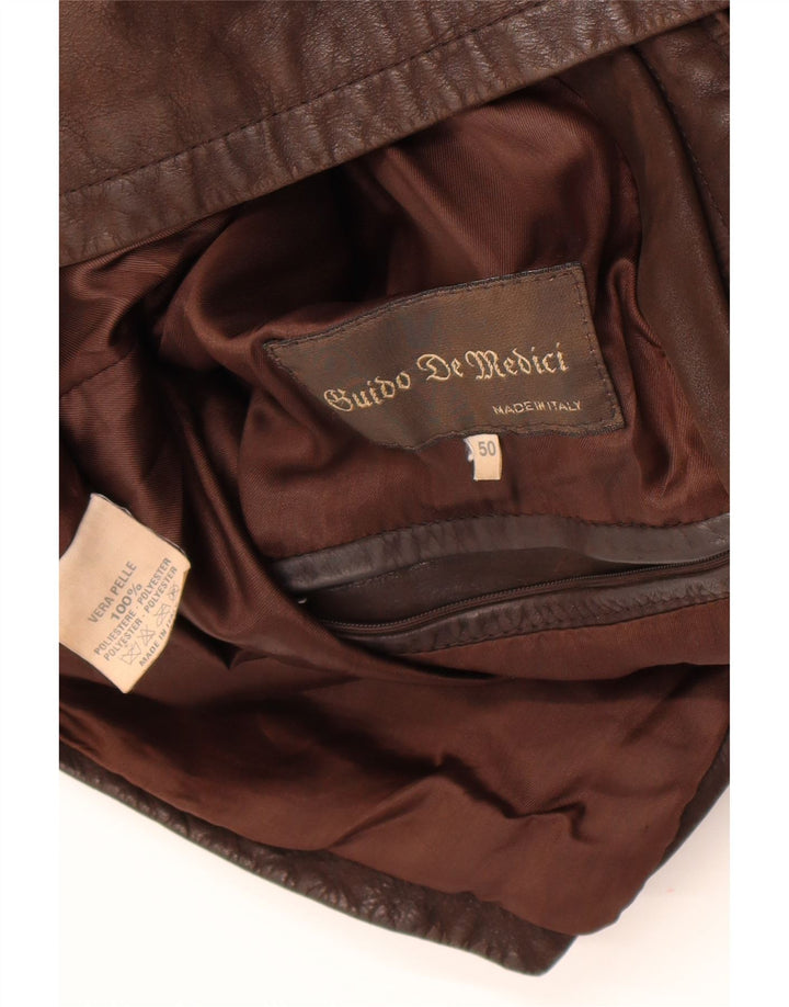 Vintage Mens Leather Jacket IT 50 Large Brown Leather