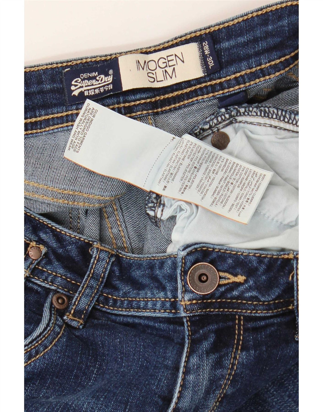 Superdry Womens Imogen Slim Jeans W28 L30 Blue Cotton