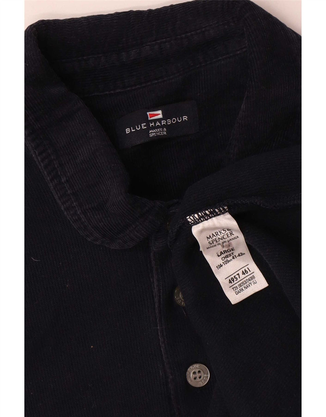 Marks & Spencer Mens Blue Harbour Long Sleeve Polo Shirt Large Navy Blue