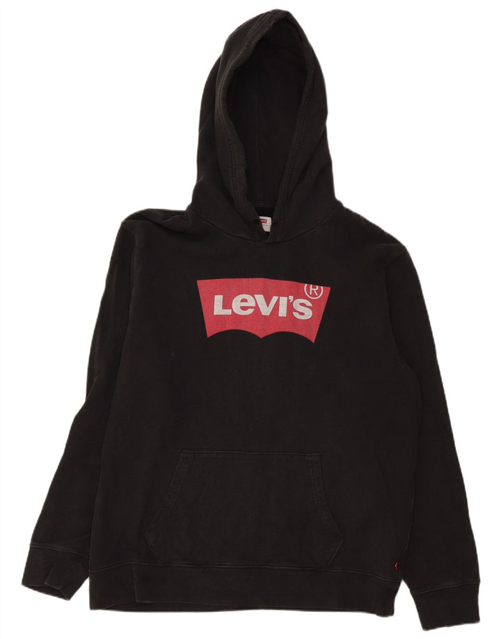 Levi's Mens Graphic Hoodie Jumper Large Black Cotton